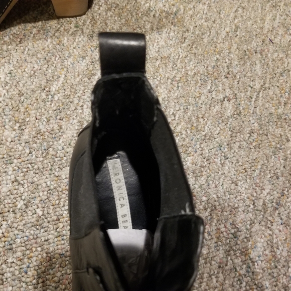 Veronica Beard Camila Clog Wooden Heel Chelsea Boot Black Leather Booties FLAWED - Picture 16 of 16